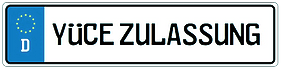 Logo von einem deutschen Kennzeichen mit der "Aufschrift Yüce Zulassung".